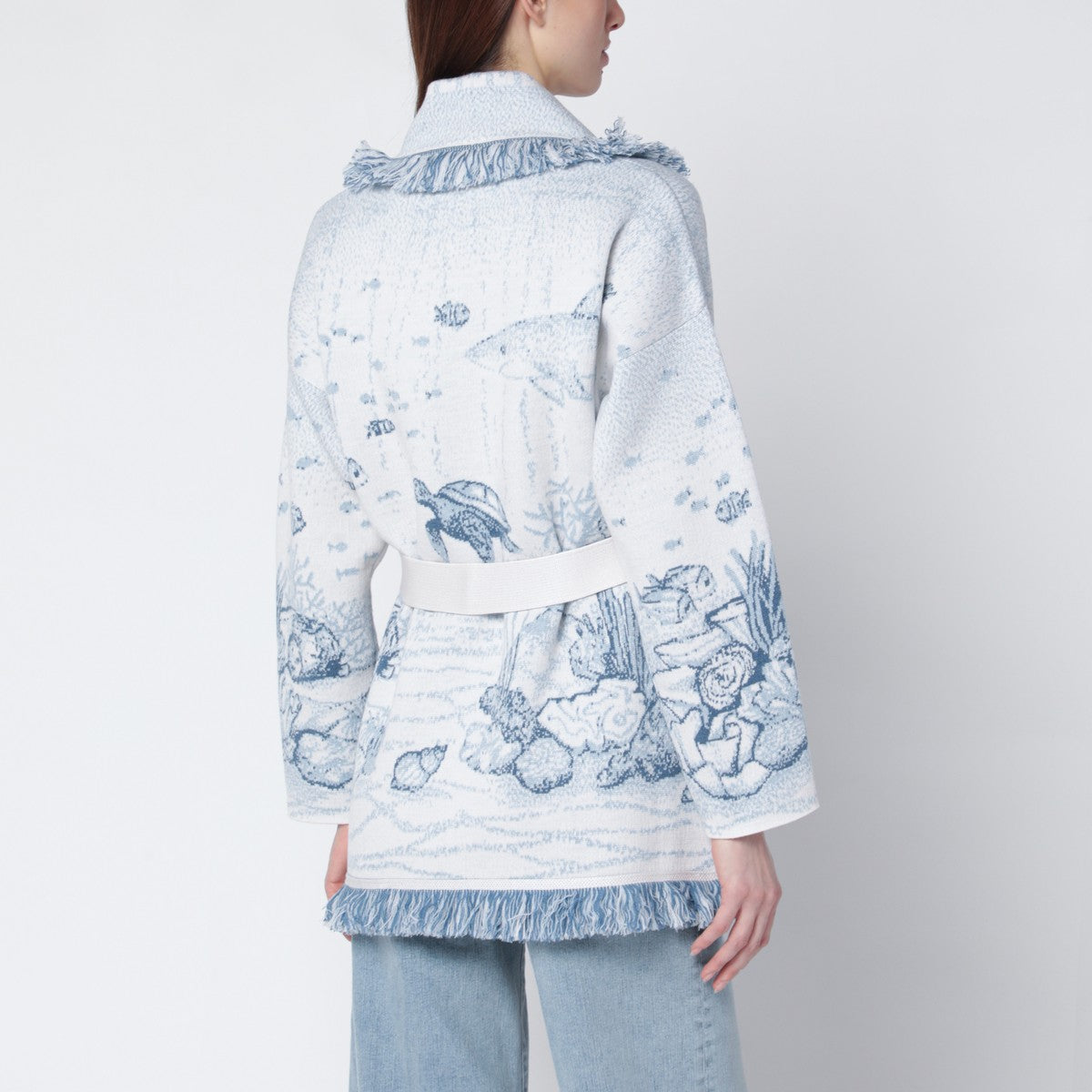 Alanui Alanui Deep In The Ocean cardigan in white/light blue