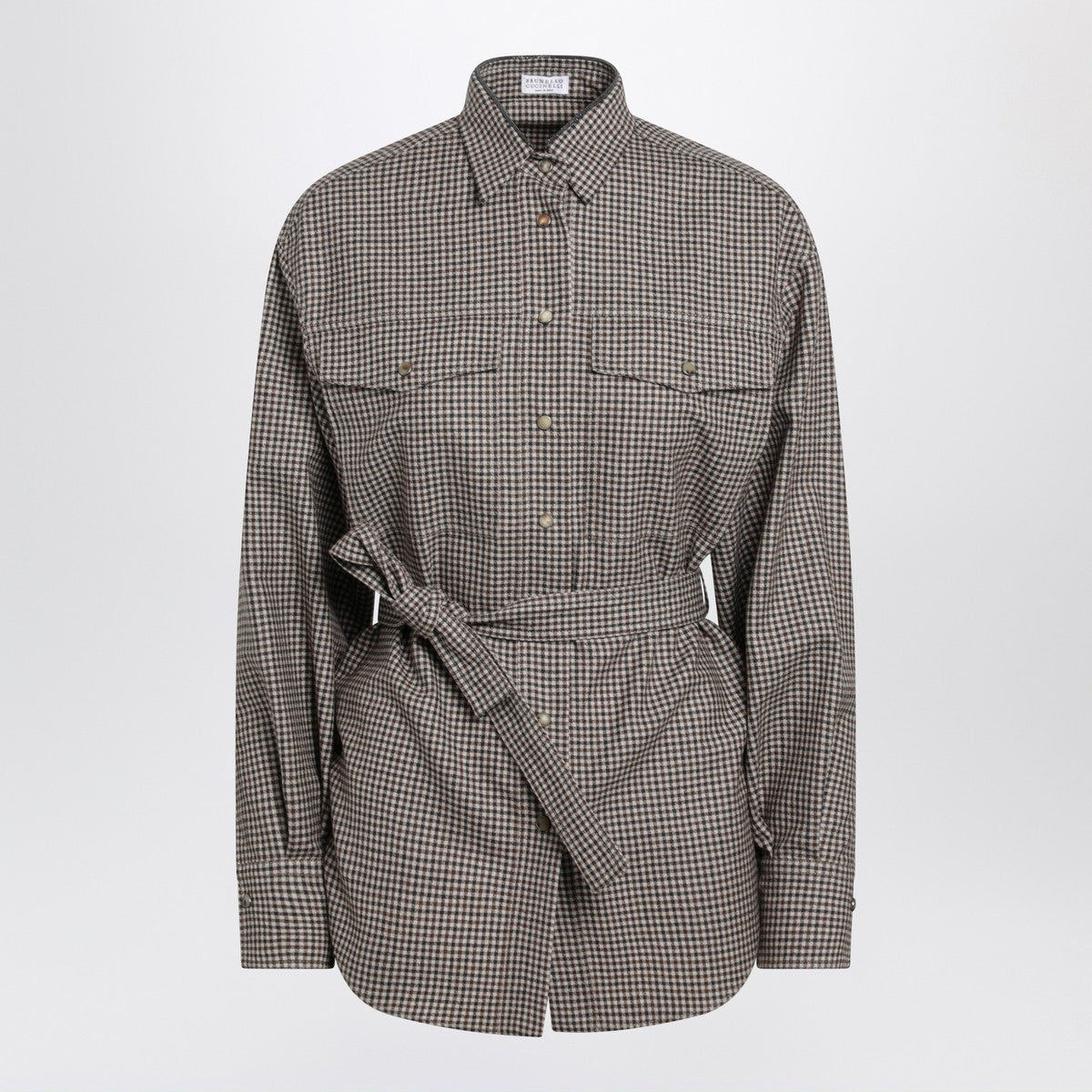 Brunello Cucinelli Brunello Cucinelli Check-pattern shirt with belt and Shiny Collar Detail