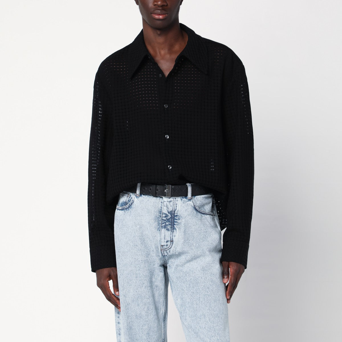 Séfr Séfr Black Wes shirt in mesh cotton