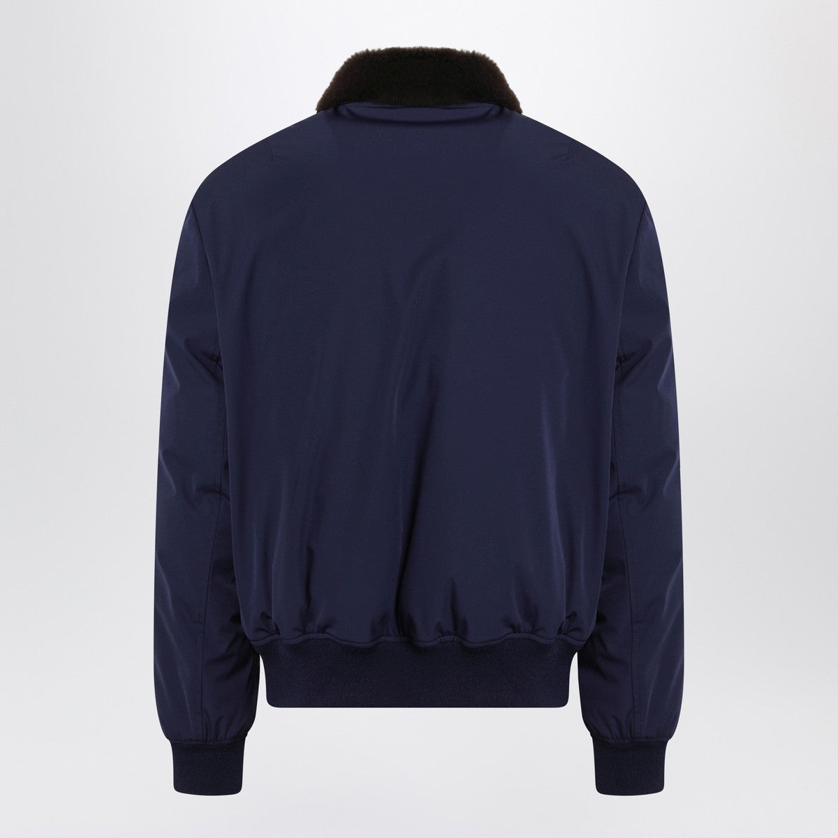 Brunello Cucinelli Brunello Cucinelli Indigo nylon puffer jacket with shearling collar