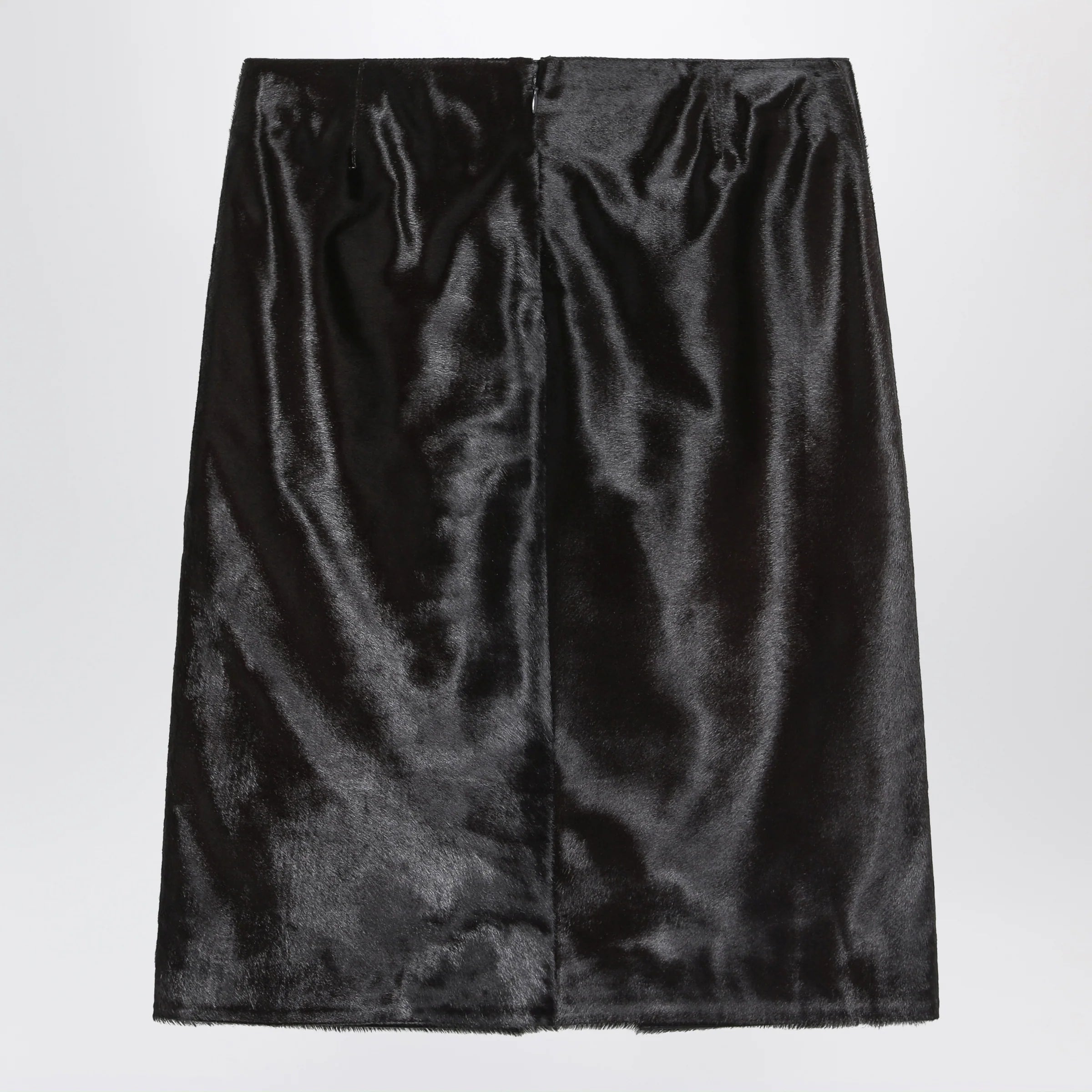 LouLou De Saison Brown Myra skirt in pony-effect leather