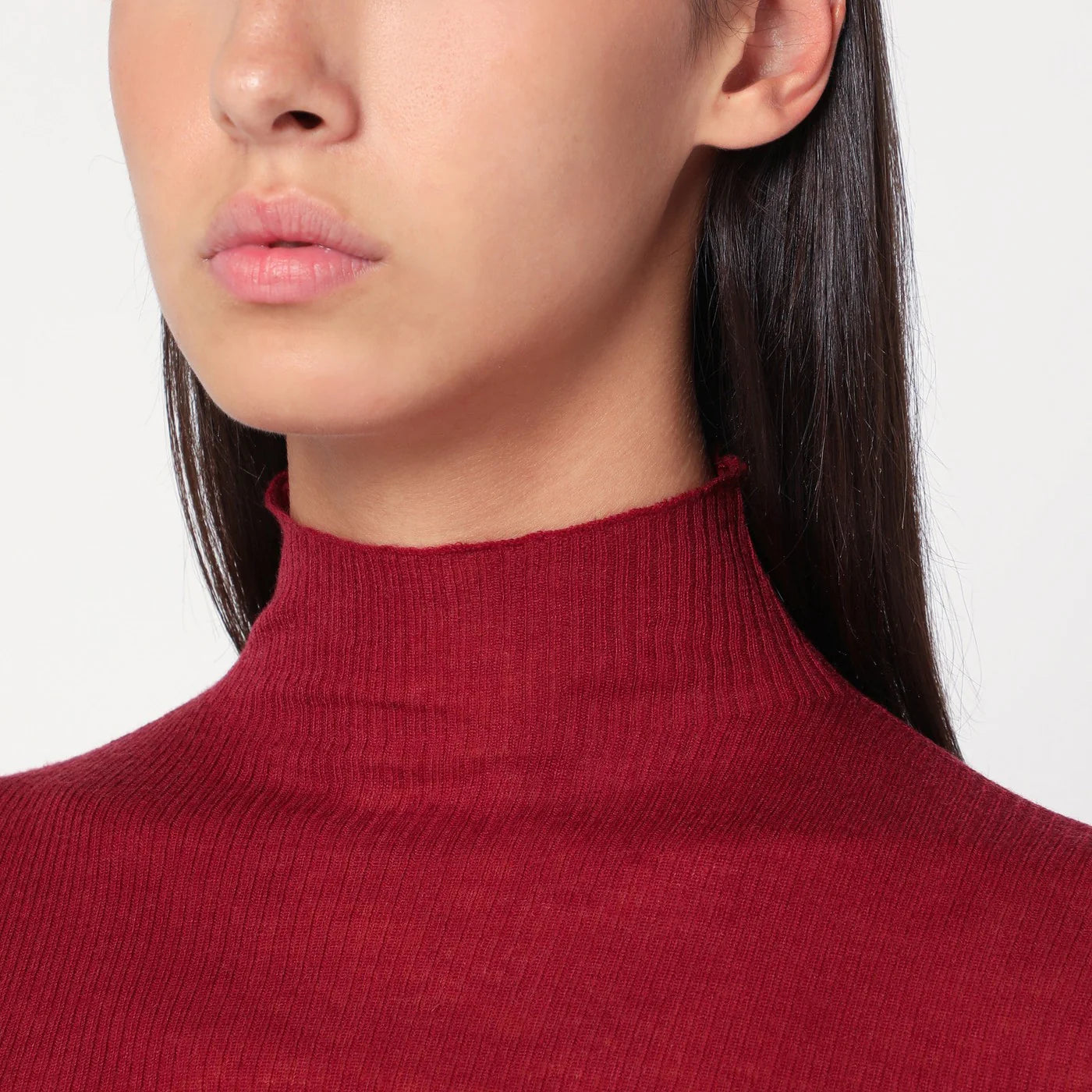 6397 Bordeaux semi-sheer turtleneck
