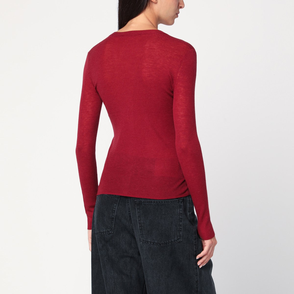 6397 6397 Bordeaux semi-sheer knit cardigan