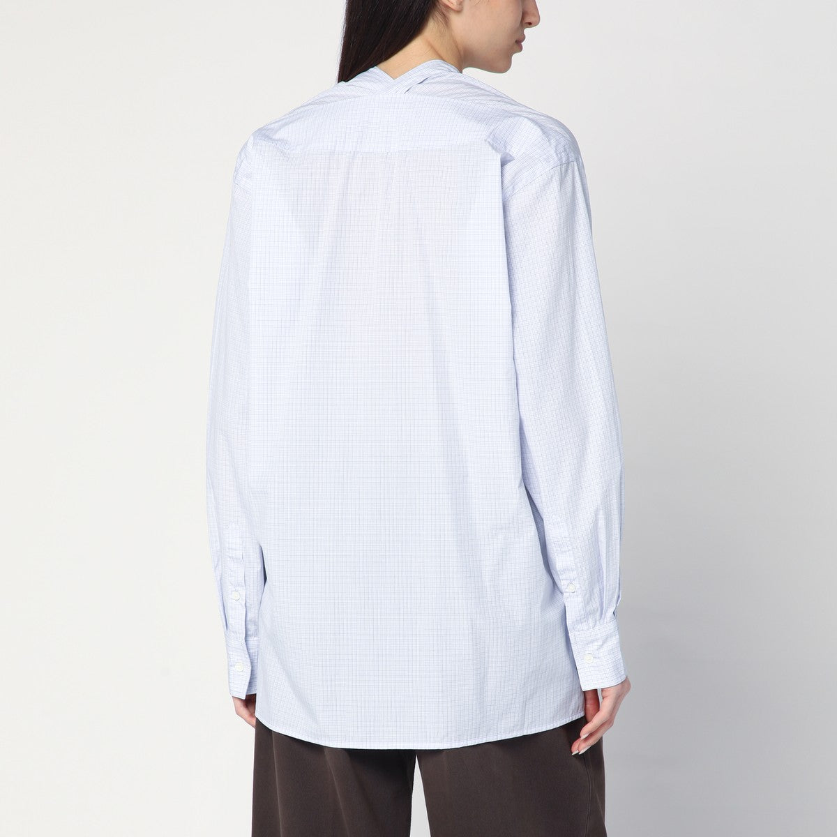 6397 6397 Light blue checkered cotton shirt