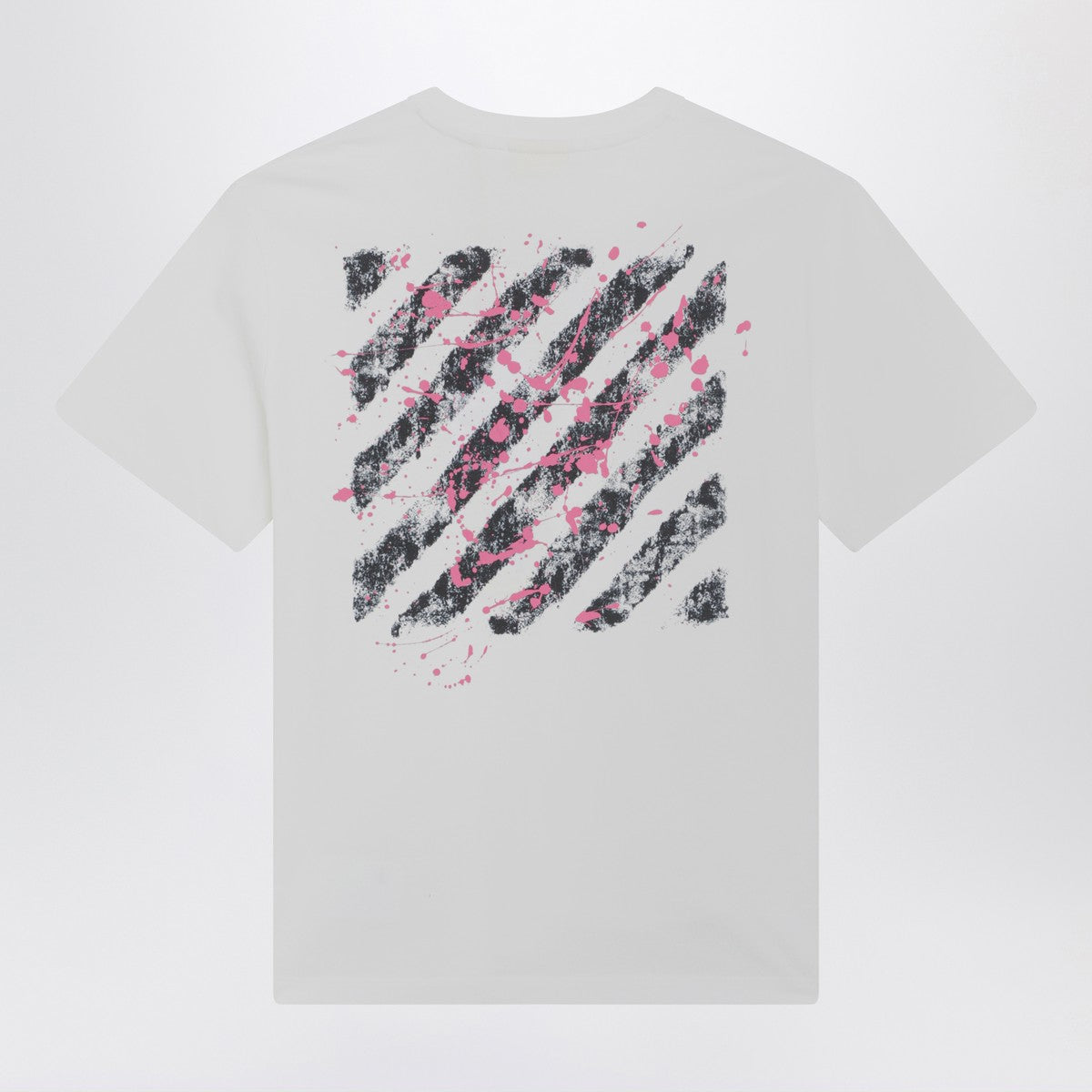 Off White Off White Off-White™ White/fuchsia Diagonal Splat Logo T-shirt