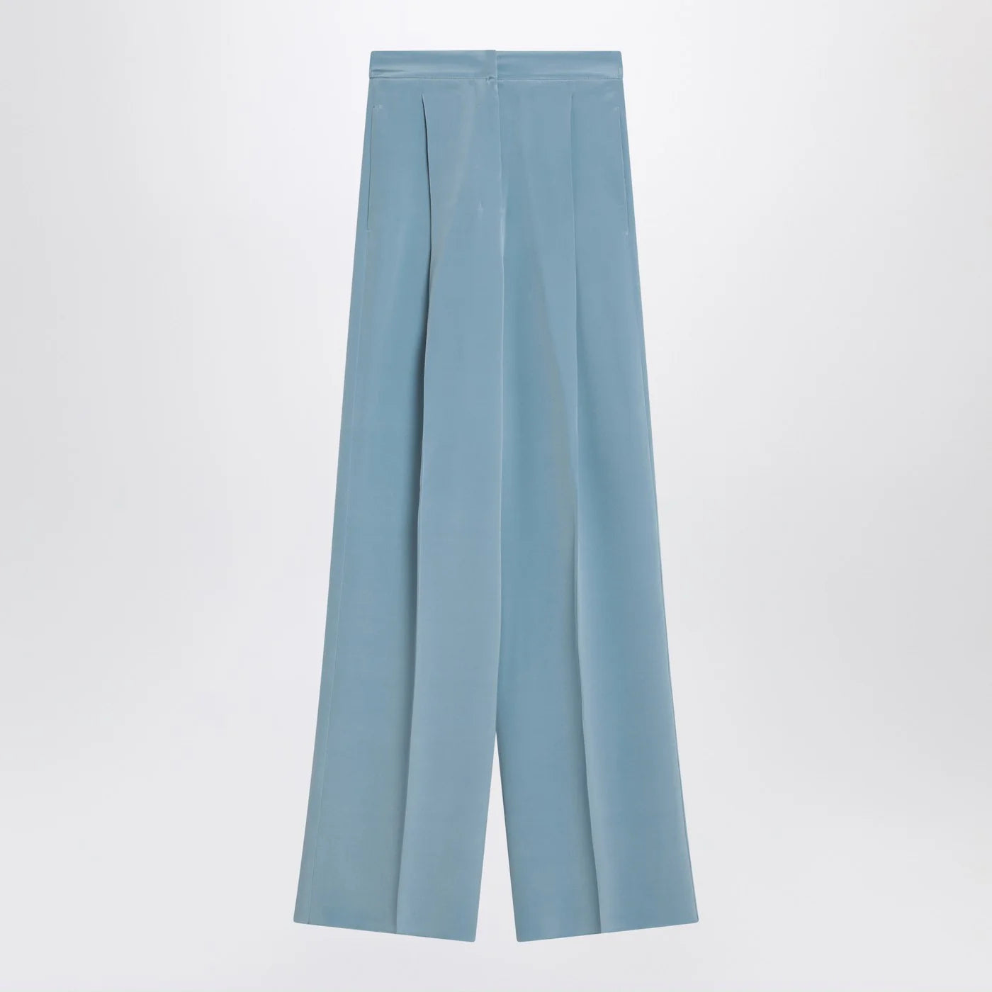 Max Mara Pianoforte Wide-leg sky blue trousers in silk