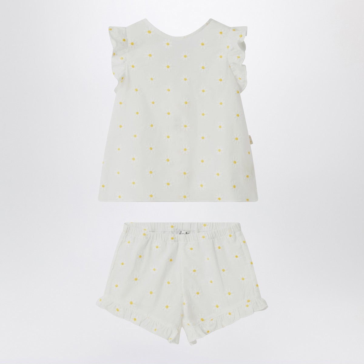 Il Gufo Il Gufo Two-piece white set with floral embroidery