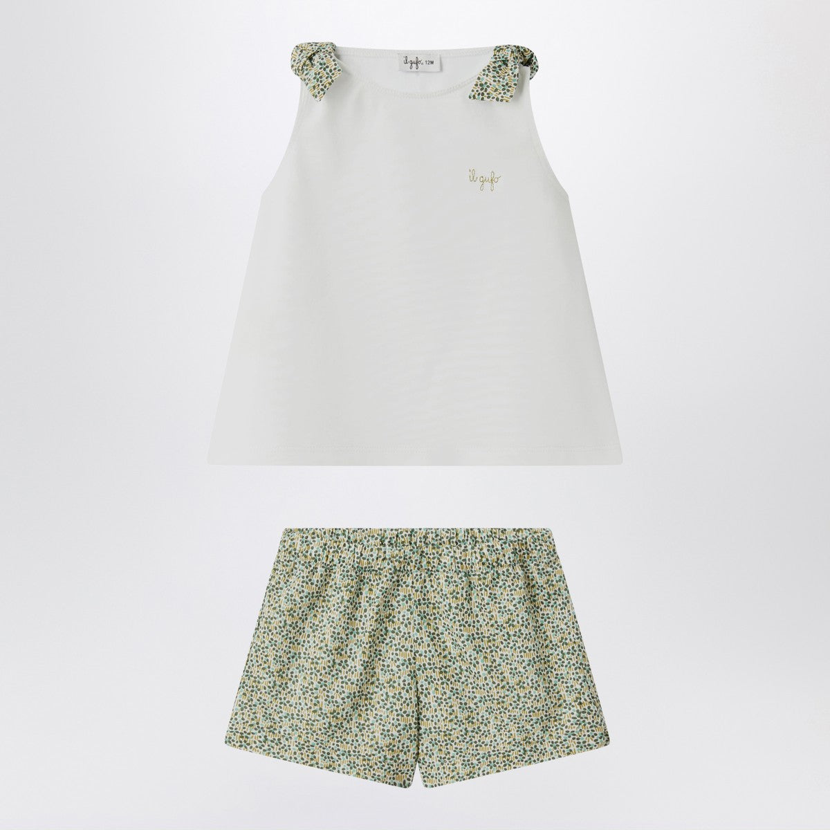Il Gufo Il Gufo Two-piece white set in Liberty fabric