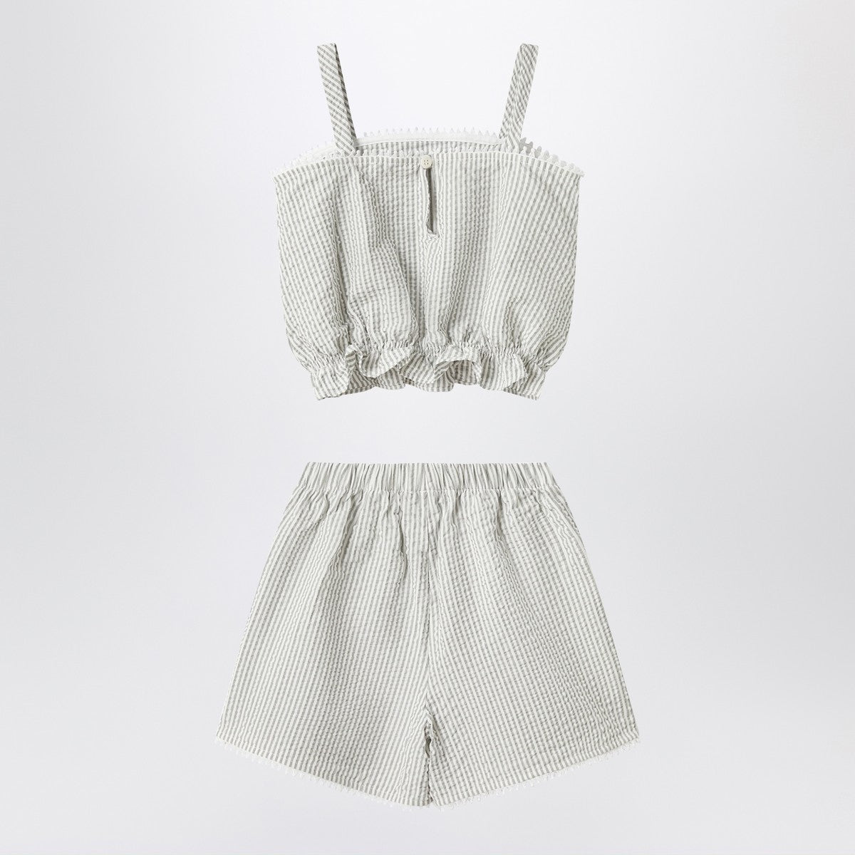 طقم Il Gufo Il Gufo بلون الجرانيت من القماش القطني المخطط