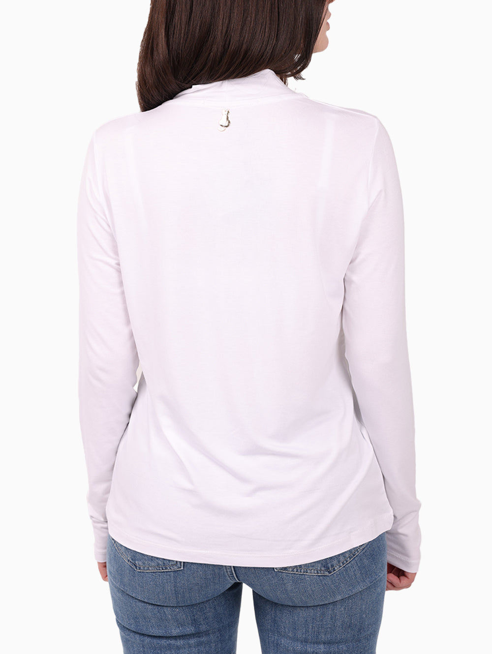 Siste’s Women’s White T-Shirt with Black Floral Print – Back View