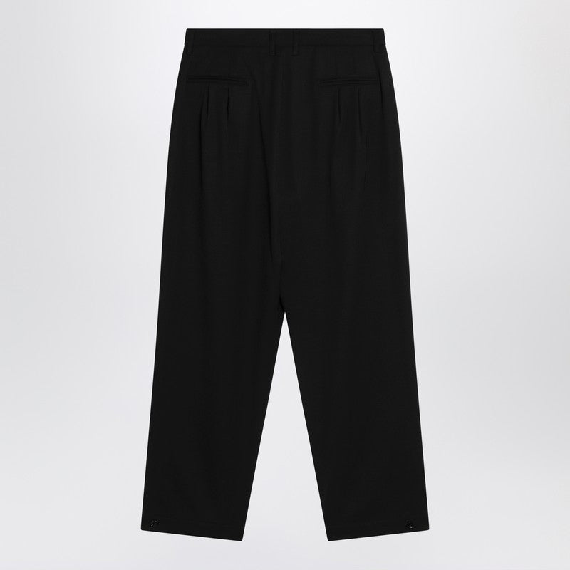 LEMAIRE Black drawstring pants in wool blend