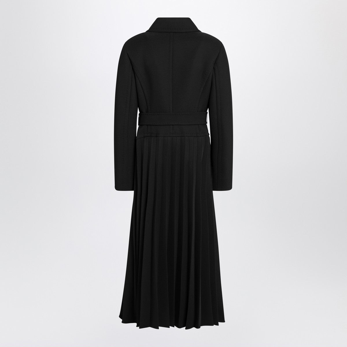 Max Mara Atelier Max Mara Atelier Black pleated redingote coat in technical fabric