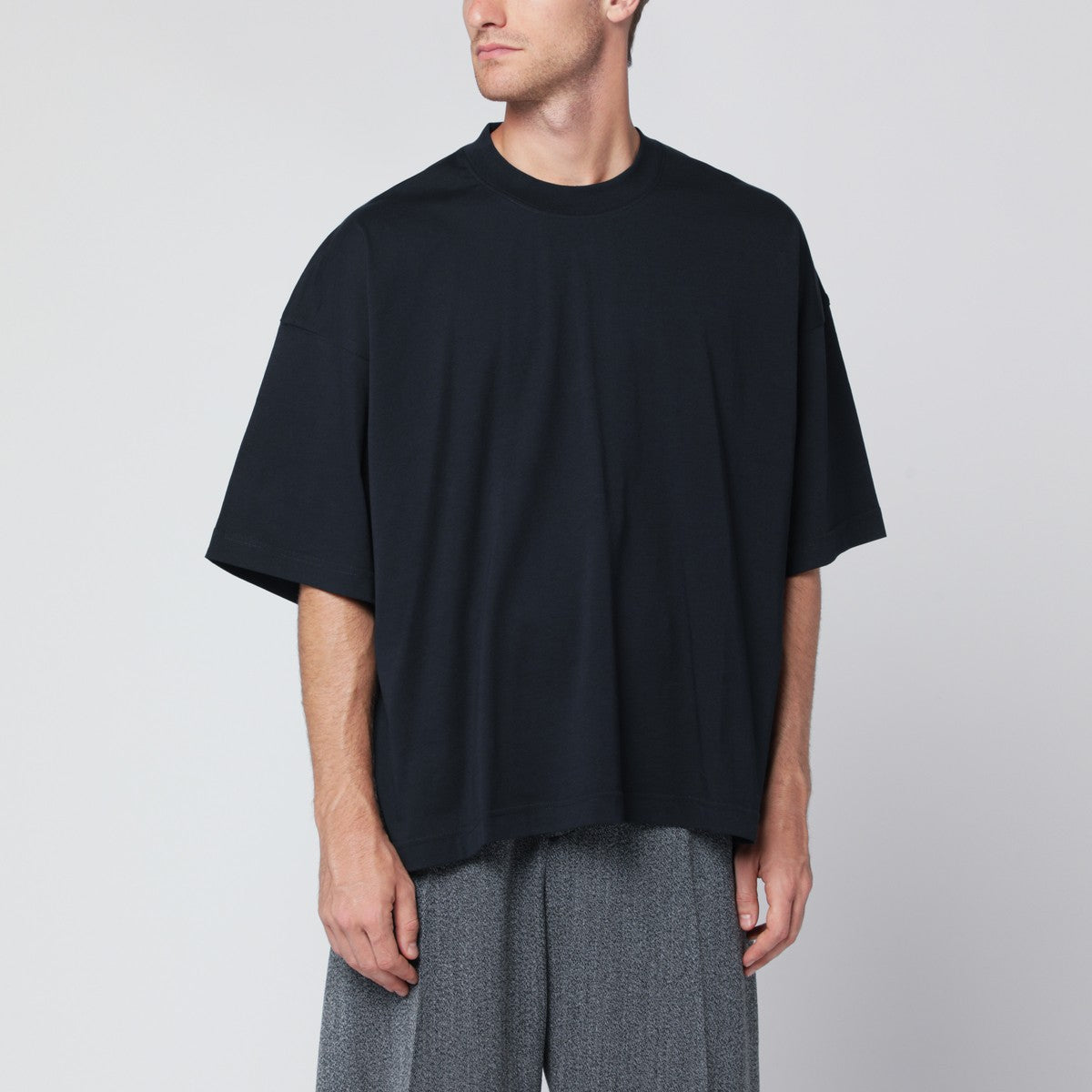 Studio Nicholson STUDIO NICHOLSON Oversized navy blue cotton T-shirt