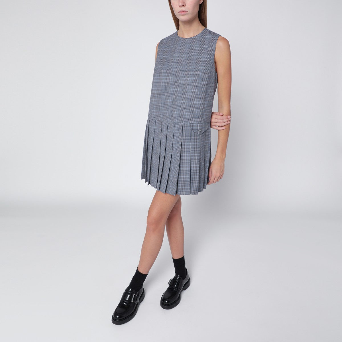 Maison Kitsuné Maison Kitsuné Pleated dress in blue wool blend