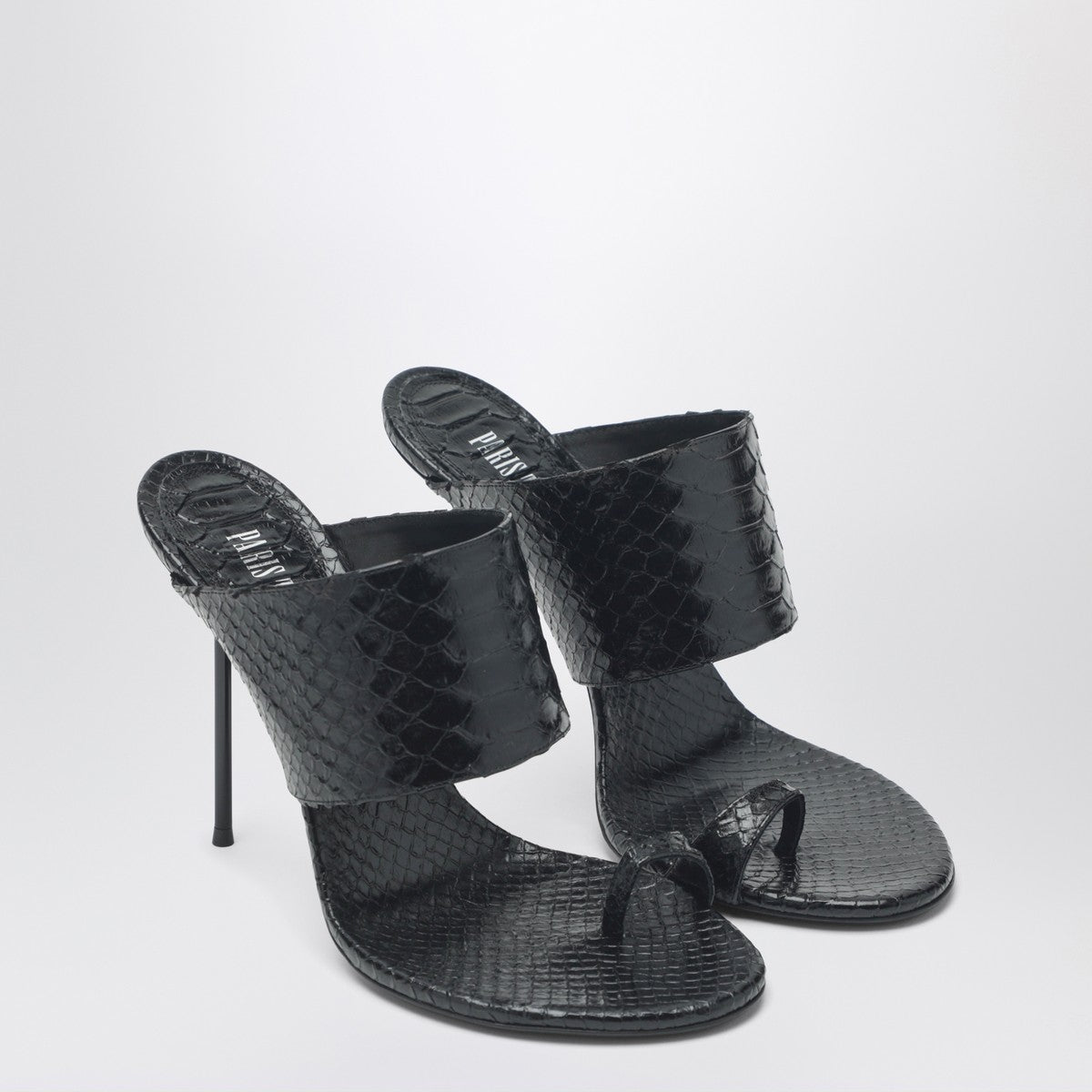 Paris Texas Paris Texas Lidia python-effect black leather thong mule