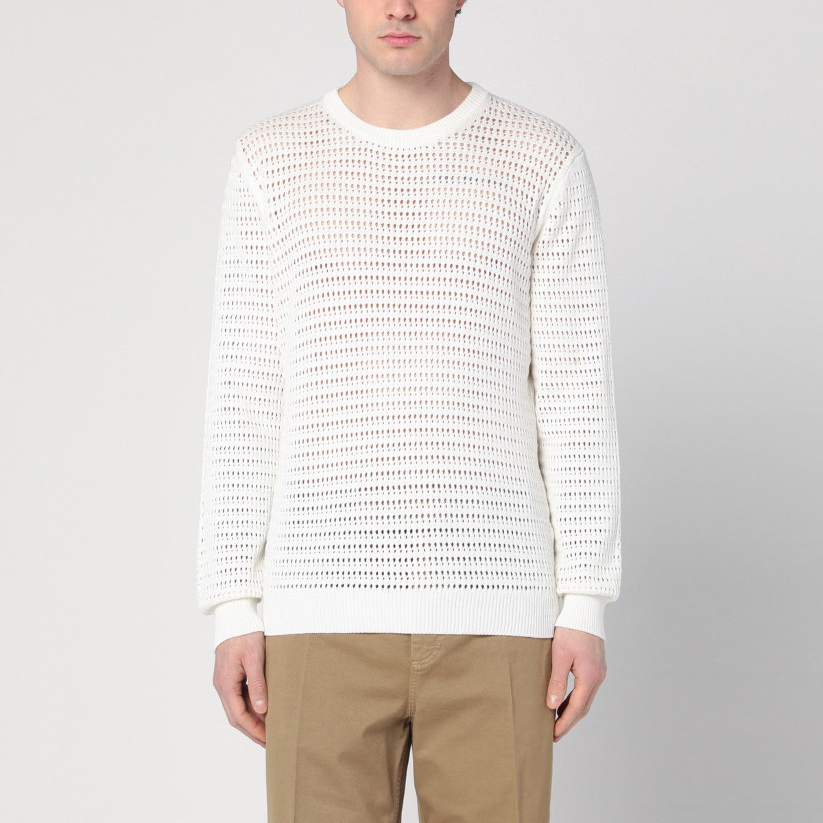 Roberto Collina Roberto Collina Perforated milk-coloured sweater in cotton