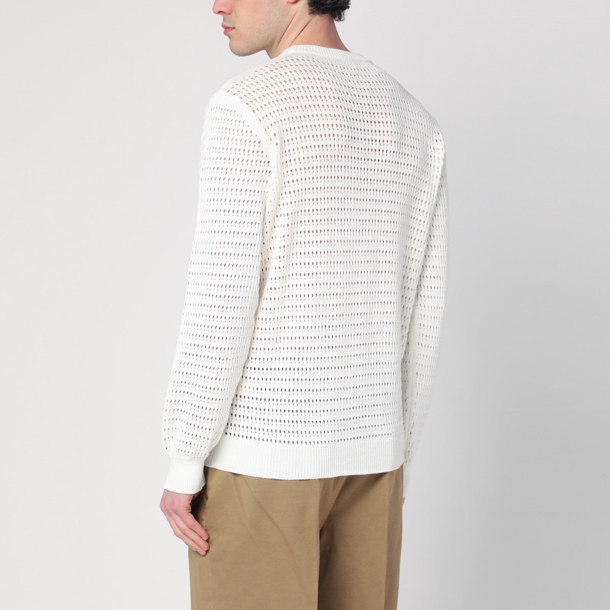 Roberto Collina Roberto Collina Perforated milk-coloured sweater in cotton