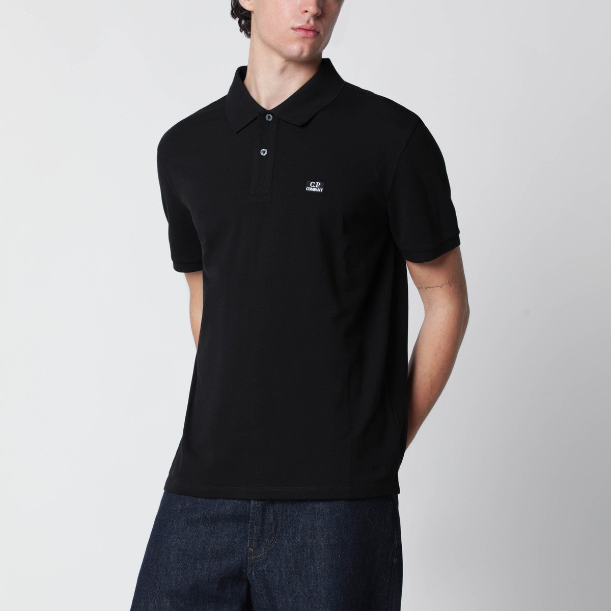 C.P. Company C.P. Company Black polo shirt with logo patch