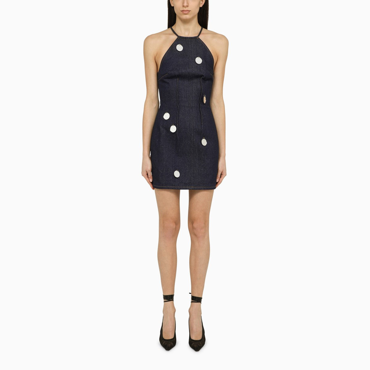 David Koma David Koma Blue denim mini dress with mirrors