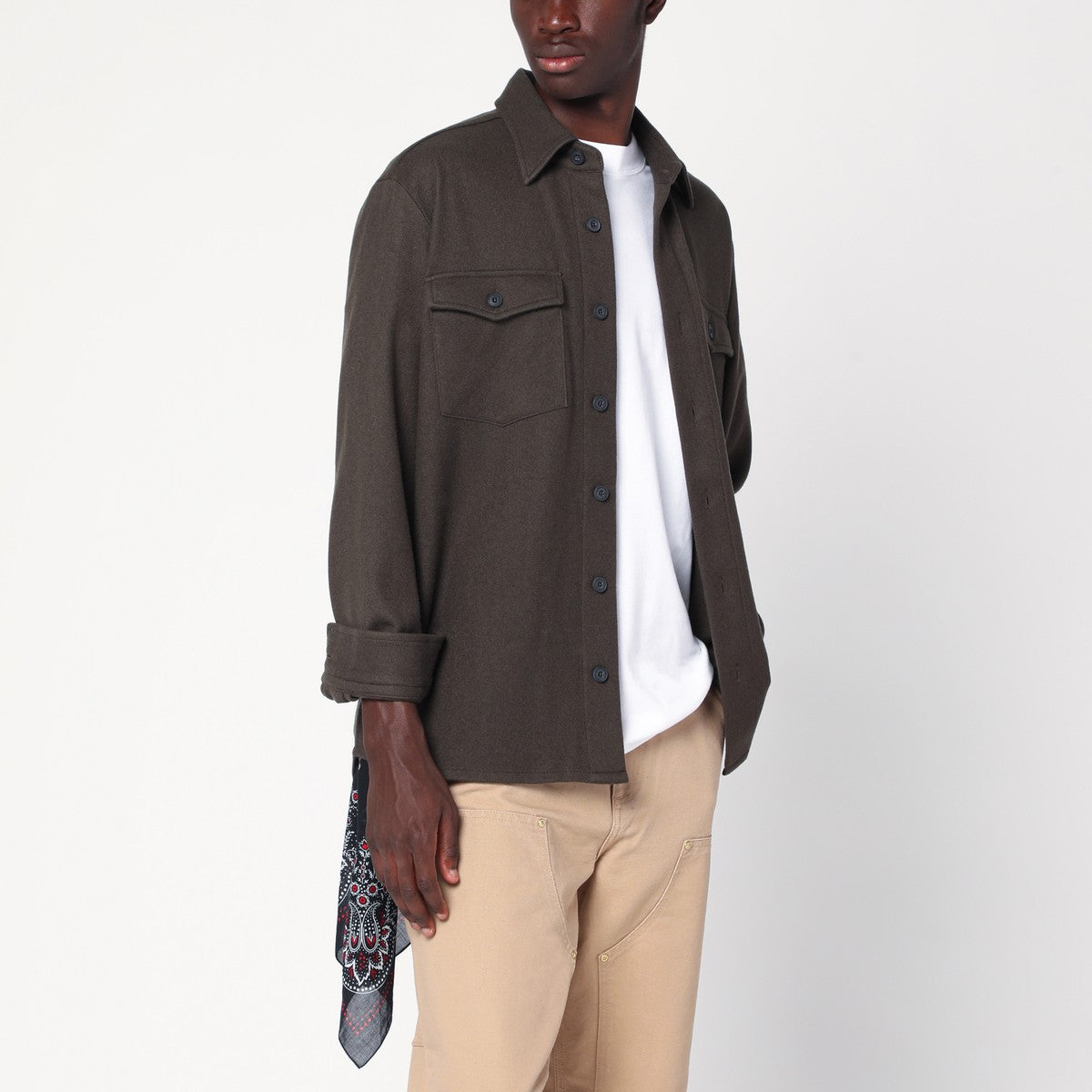 Destin Destin Military green wool shirt
