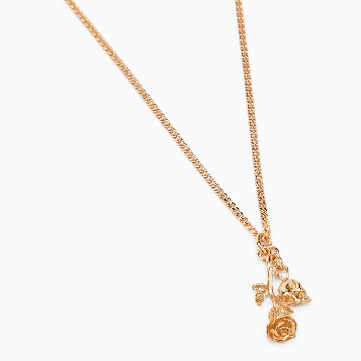 Emanuele Bicocchi Emanuele Bicocchi Rose and skull necklace in 925 gold-plated silver