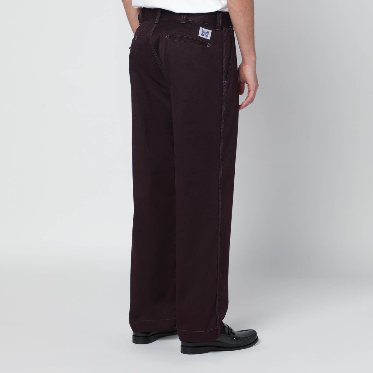 Needles Needles Burgundy cotton-blend trousers