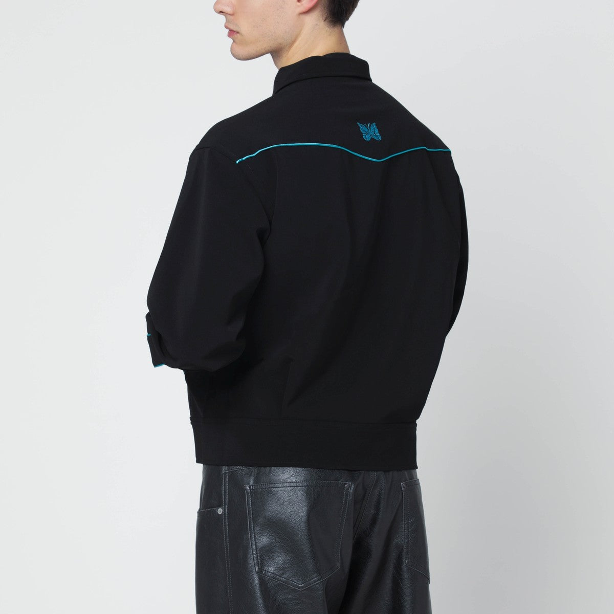 Needles Needles Black shirt with light-blue embroidery