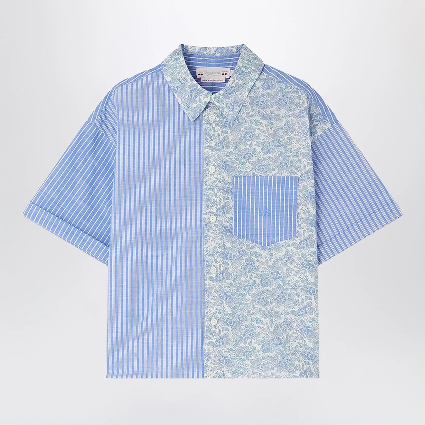 Bonpoint Elyas patchwork light blue shirt