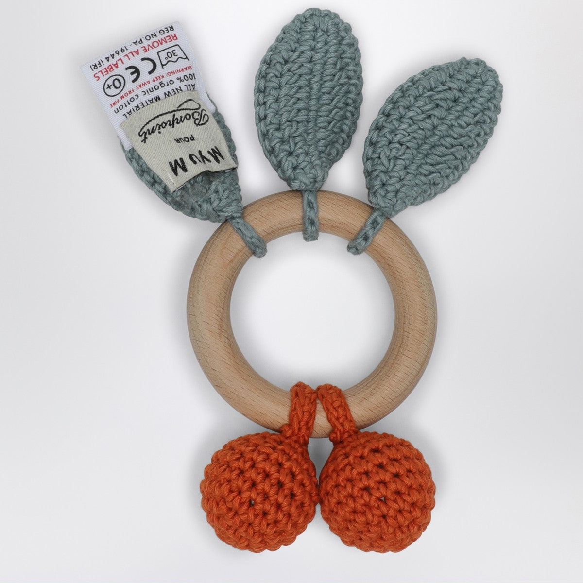 Bonpoint Bonpoint Orange bi-coloured crochet rattle