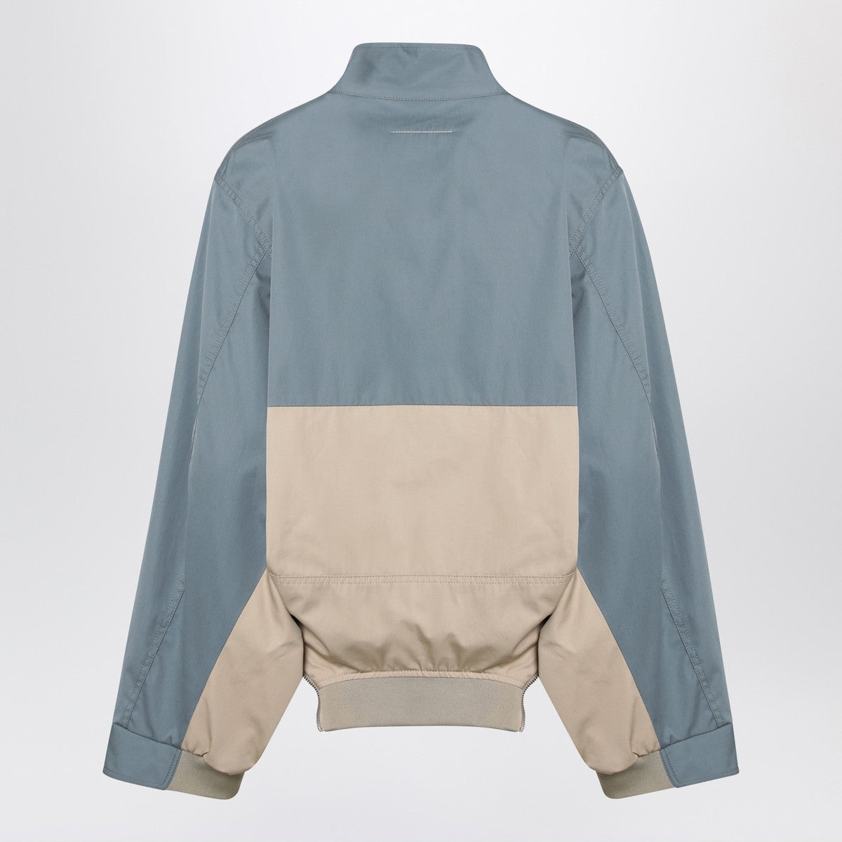 جاكيت مزدوج الصدر من MM6 Maison Margiela باللون الأزرق الرمادي/البيج