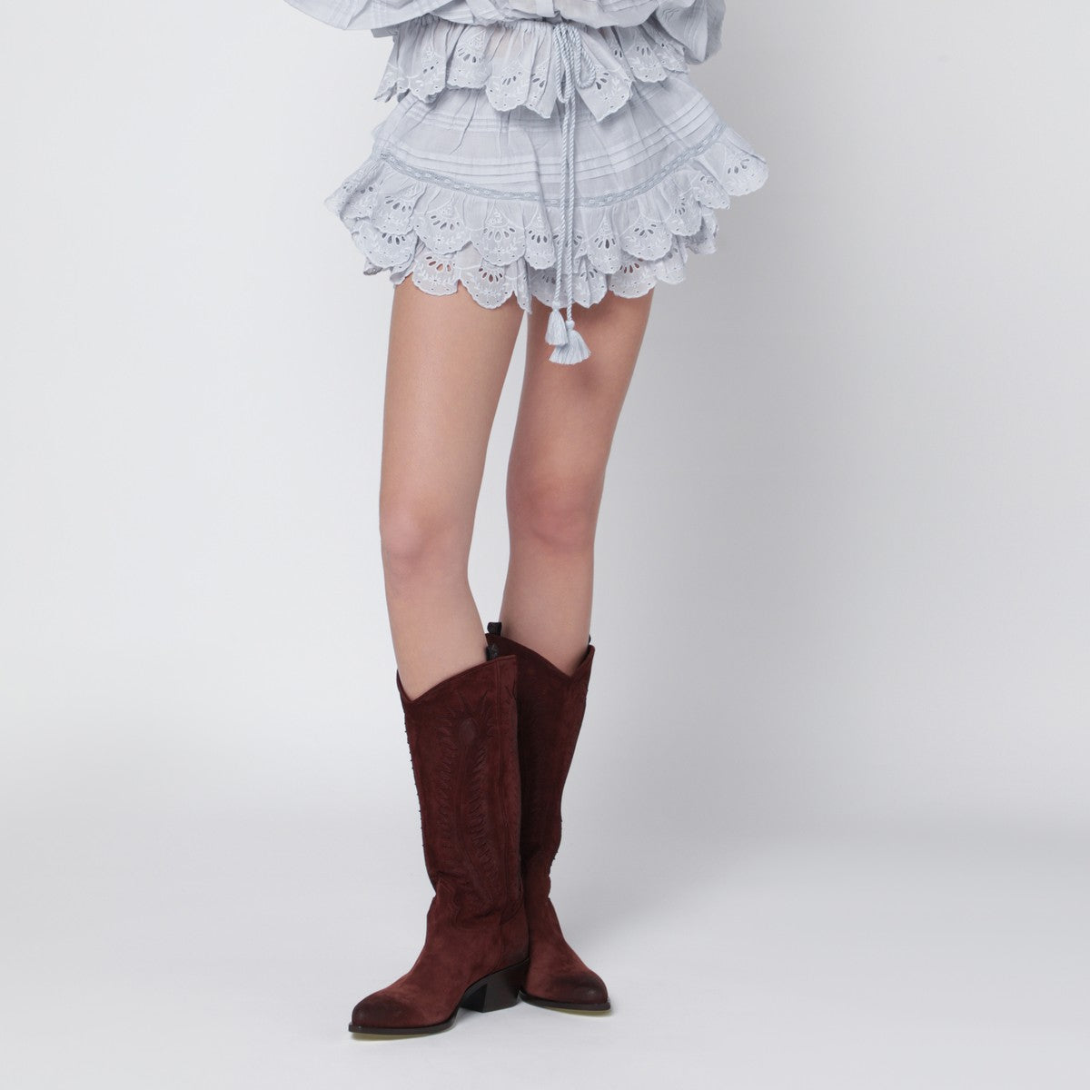 ISABEL MARANT Étoile ISABEL MARANT Étoile Light blue lace Puria shorts with ruffles