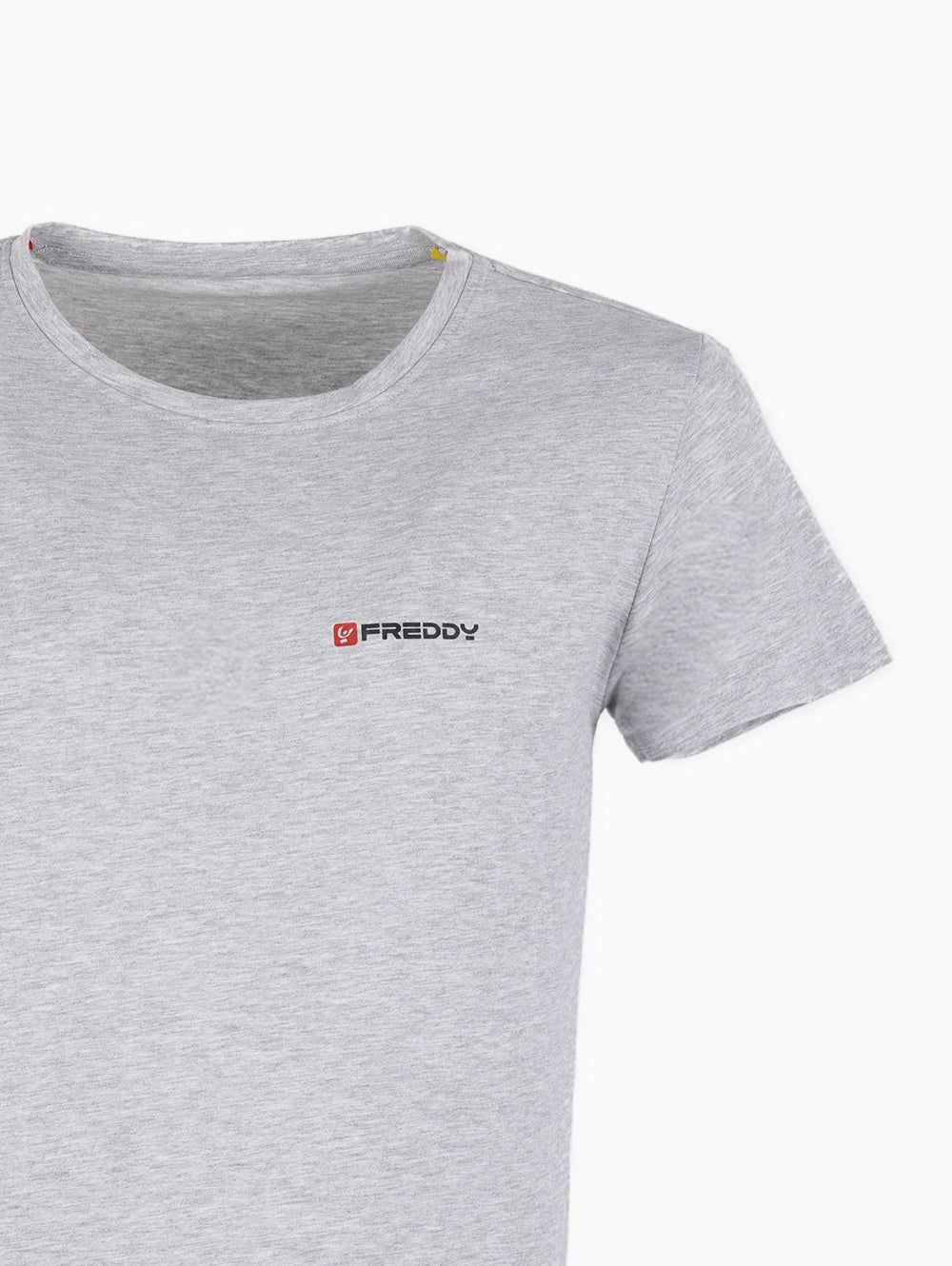 Freddy Men’s Grey Cotton T‑Shirt – Chest Logo Close‑Up