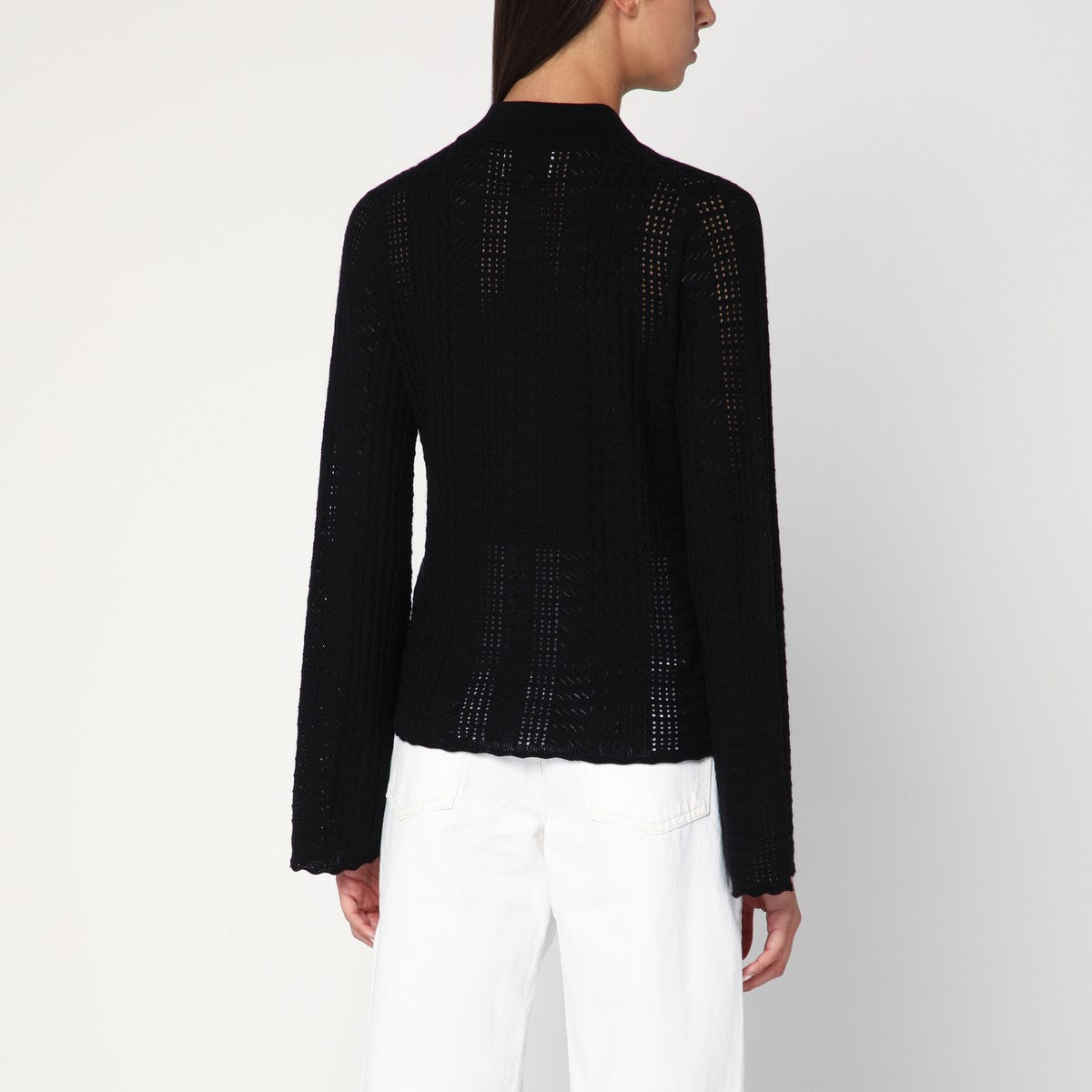 LouLou De Saison LouLou De Saison Black polo shirt in wool and cashmere blend