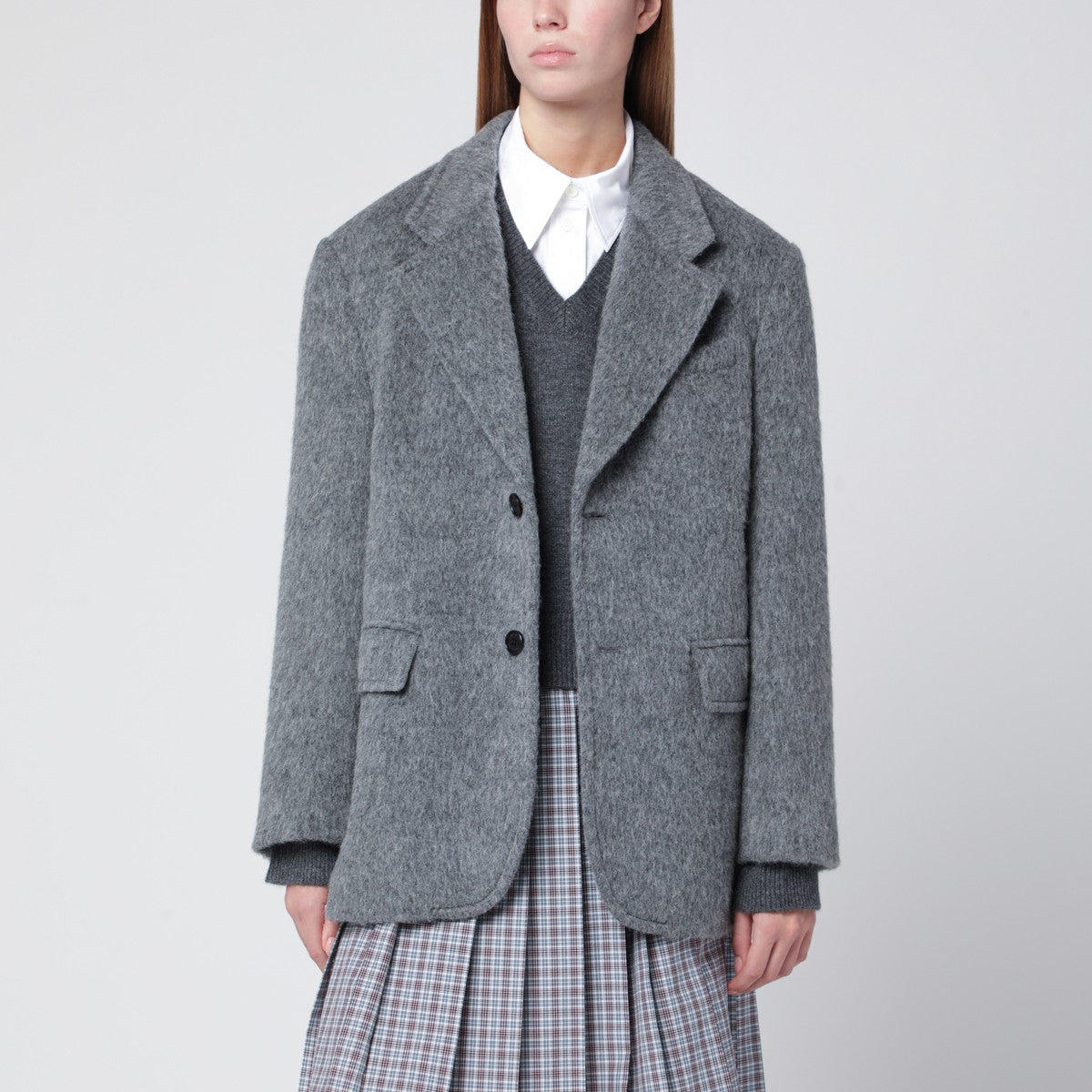 Dunst Dunst Grey mélange wool-blend jacket