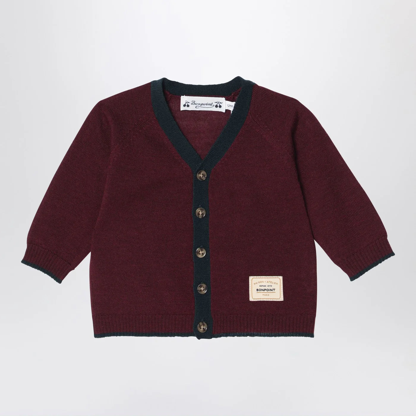 Bonpoint Bonpoint Burgundy wool cardigan