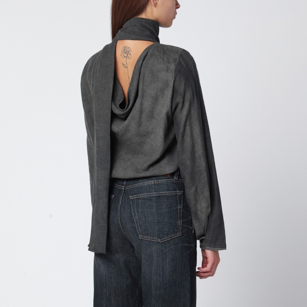 Our Legacy Our Legacy Dark grey cotton and wool blouse