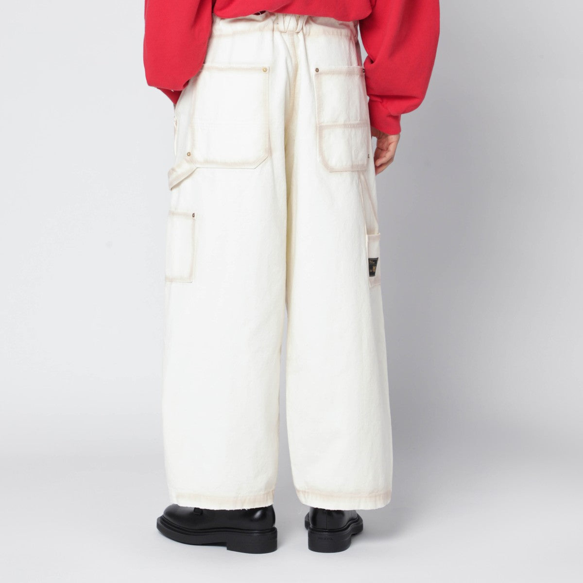 Willy Chavarria Willy Chavarria Toluca white washed-effect workwear pants