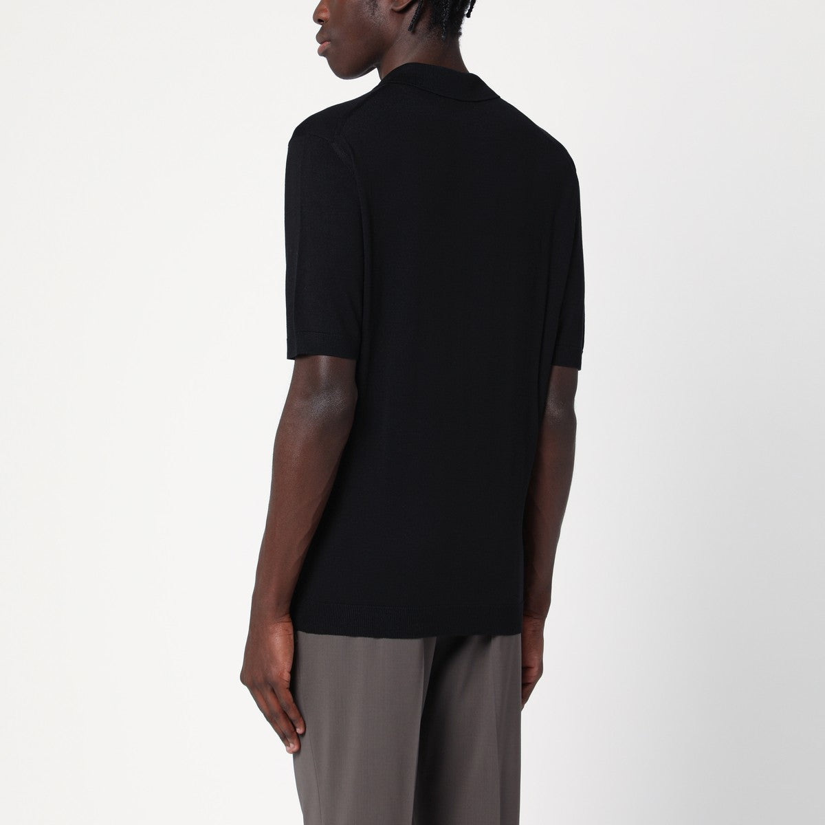 Tagliatore Tagliatore Black silk-blend polo shirt