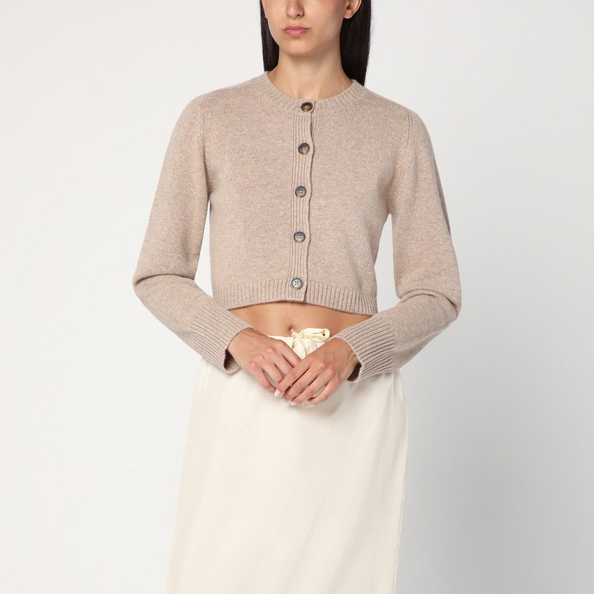 LouLou De Saison LouLou De Saison Beige cropped cardigan in cashmere