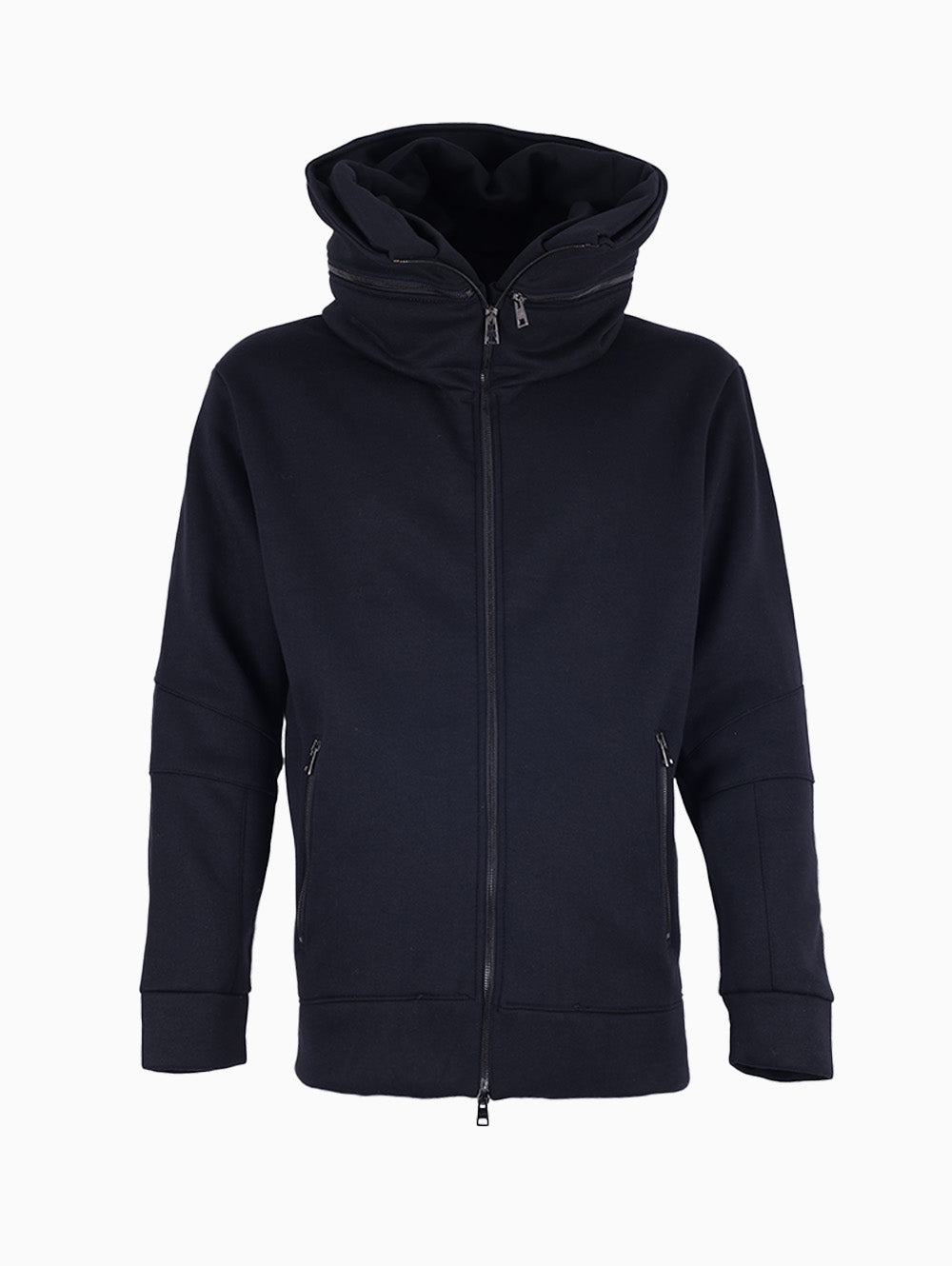 LA HAINE Men’s Black High Neck Zip Sweatshirt with dual zipper collar – Italian casual wear from Luxe Marca