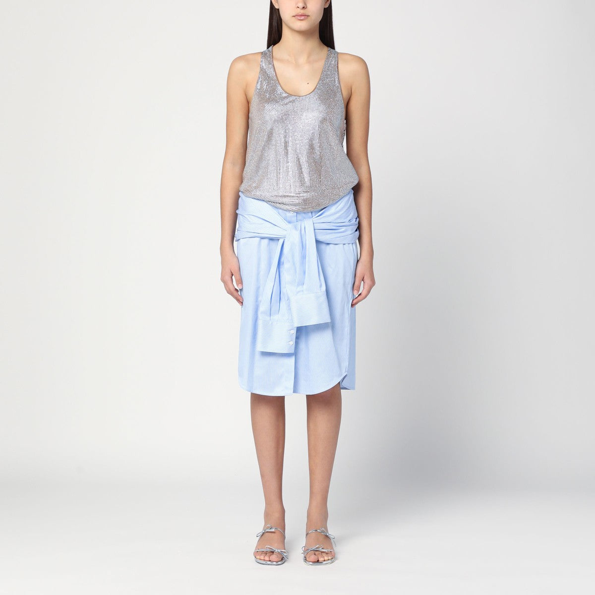 Giuseppe Di Morabito Giuseppe di Morabito Shirt dress in light blue with rhinestones