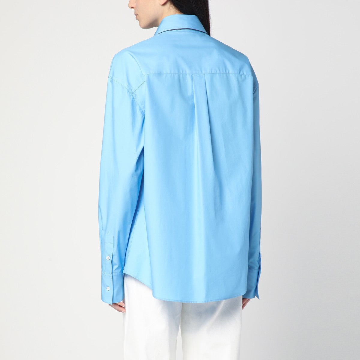 Giuseppe Di Morabito Giuseppe di Morabito Light blue shirt with rhinestone scarf