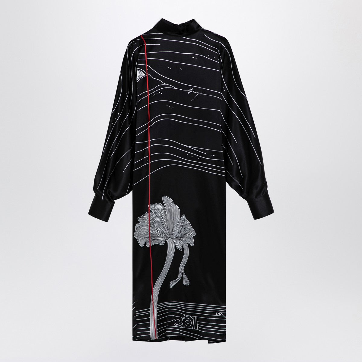 Ferragamo Ferragamo Black silk satin midi dress