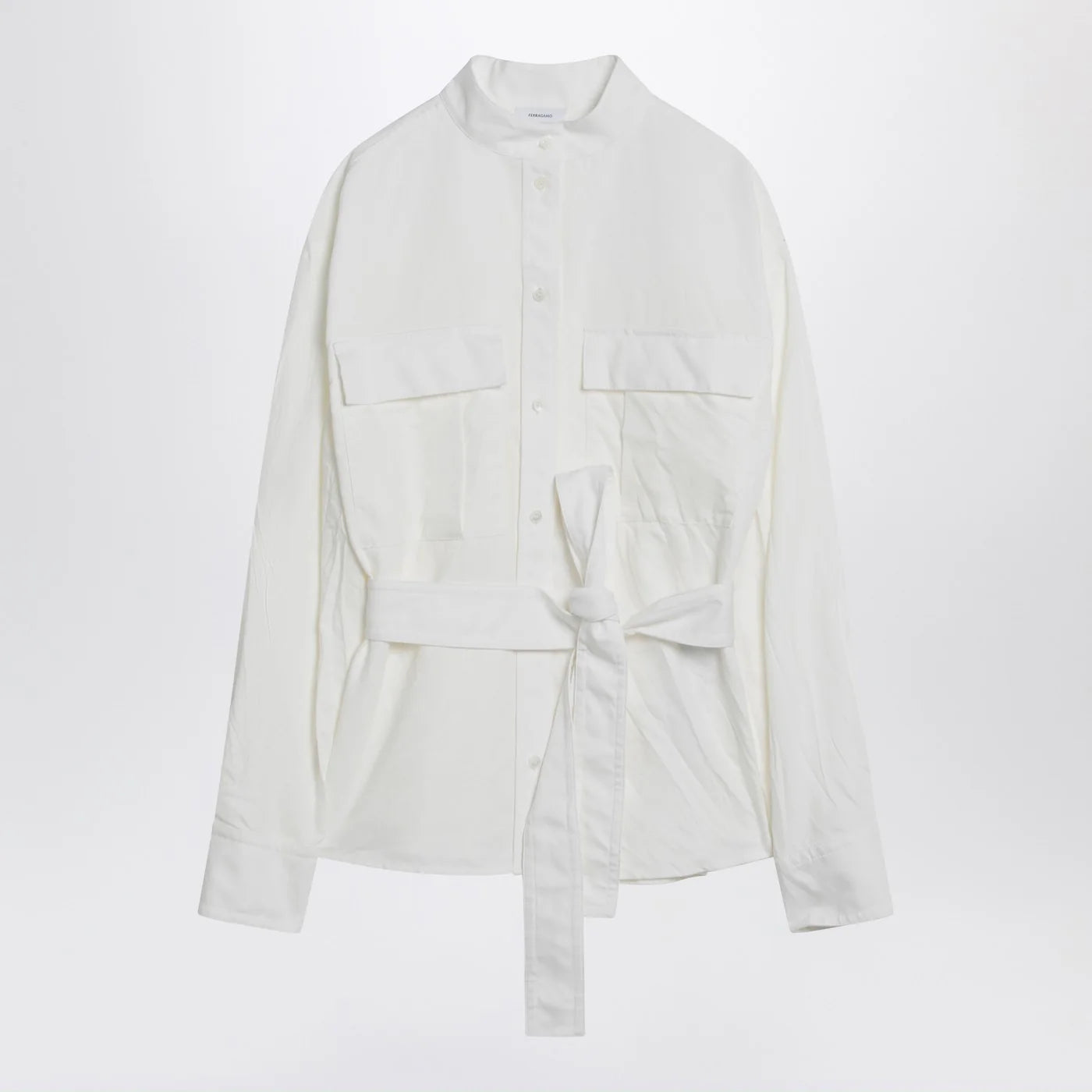 Ferragamo White belted shirt in cotton blend