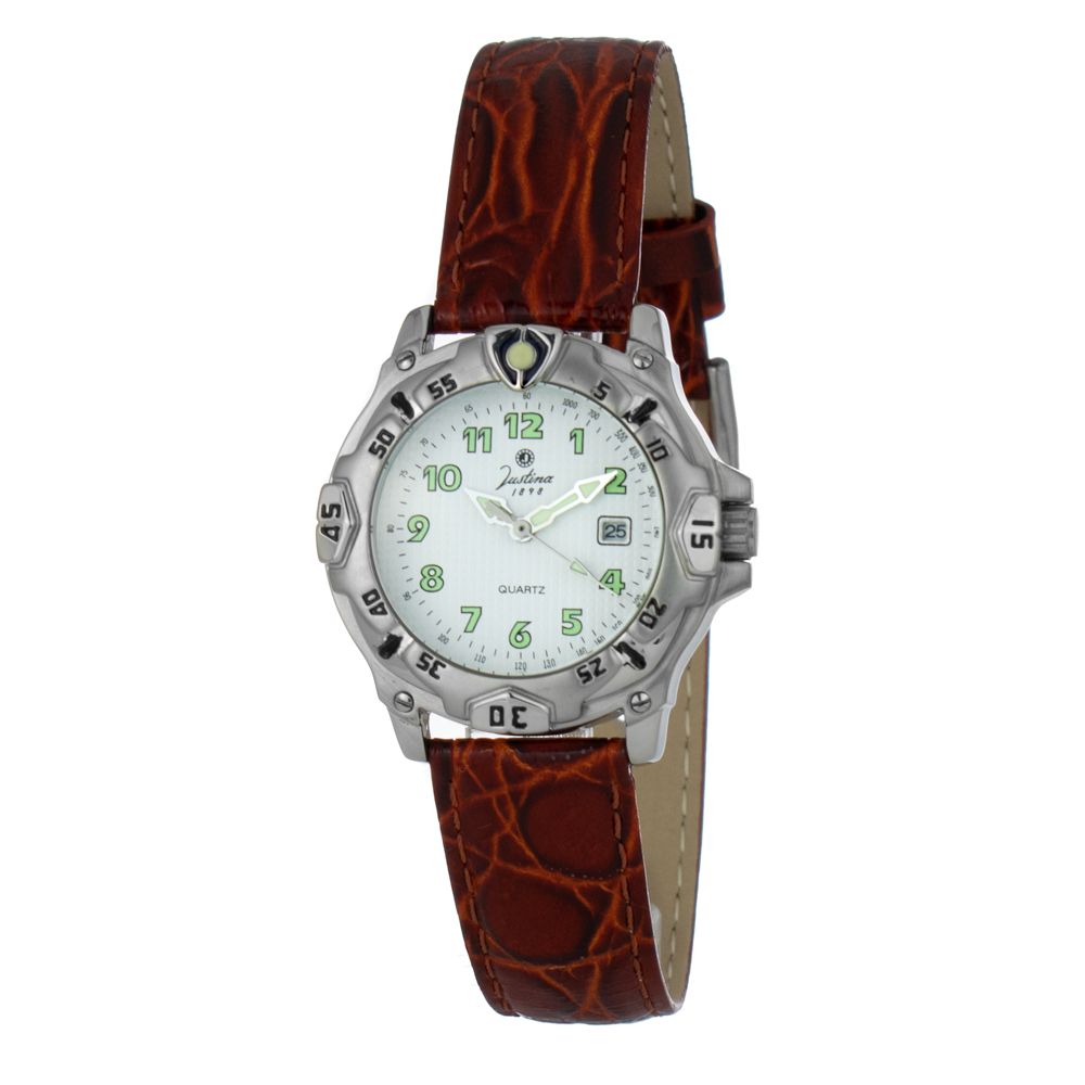 JUSTINA Brown Leather Dress Watch