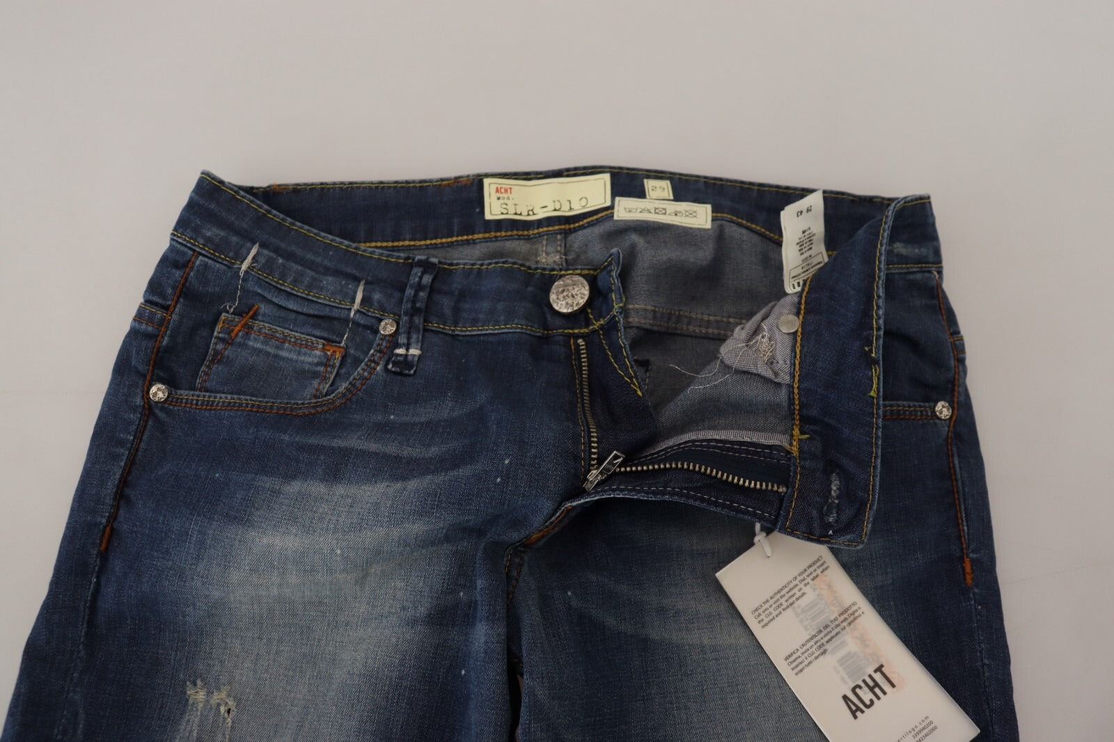 بنطلون جينز نسائي من القطن المغسول باللون الأزرق الفاتح، بقصة ضيقة