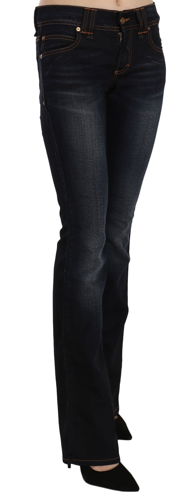 John Galliano Blue Washed Mid Waist Regular Leg Boot Cut Denim Jeans - Luxe Marca