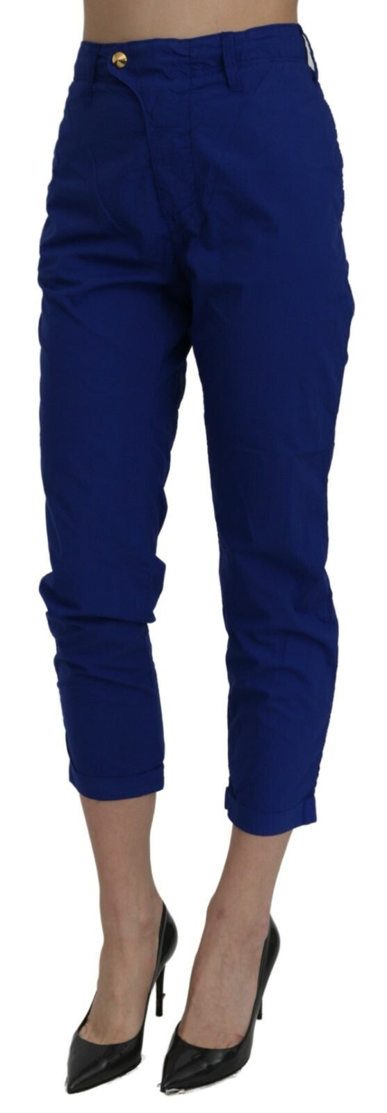 CYCLE Cotton Royal Blue High Waist Skinny Cropped Trouser Pants