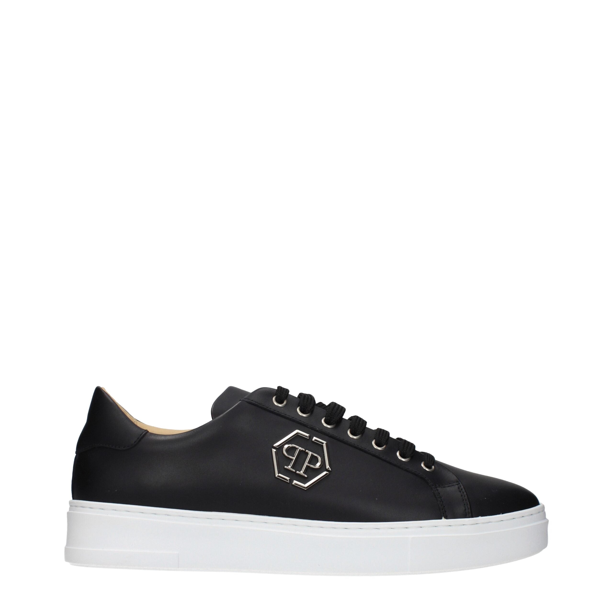 Philipp Plein Black Leather Low Top Sneakers