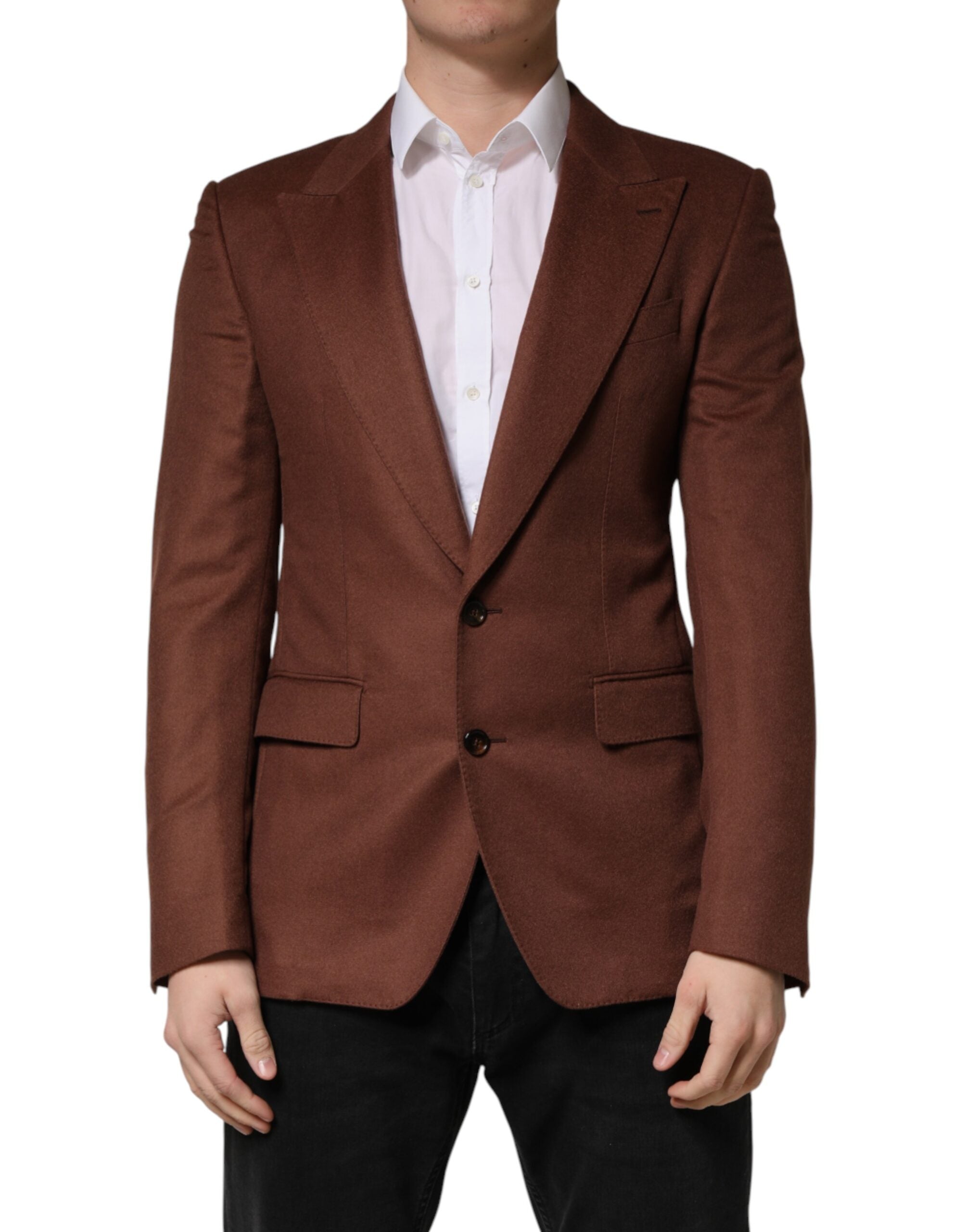 Dolce & Gabbana Brown Cashmere Single Breasted Jacket Blazer - Luxe Marca